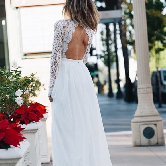 awaken my love white long sleeve lace maxi dress